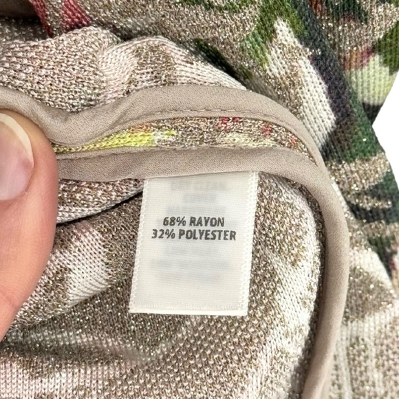 St John Embellished Metallic Floral Jacquard Knit Cardigan 8 Evening Dressy - Picture 7 of 10